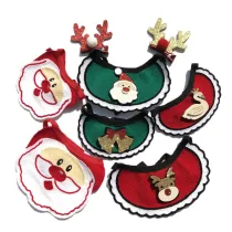 Merry Christmas Santa Claus Knit Shawl Adjustable Dog Cat Scarf