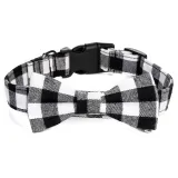 Christmas Plaids Bowknot Double Bow Removable Safety Clasp Pet Supplies Cat Dog Collar