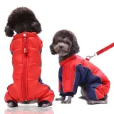 Pet Waterproof and Cold-Proof Four-Legged Cotton Clothing for Dog and Cat Winter Warm Coat With Reflective Strap