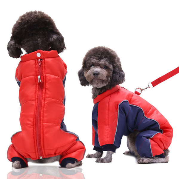 Pet Waterproof and Cold-Proof Four-Legged Cotton Clothing for Dog and Cat Winter Warm Coat With Reflective Strap