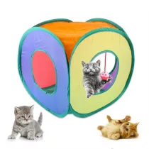 Cat Rainbow Tunnel For Indoor Cats With Play Ball And Peek Holes Toy