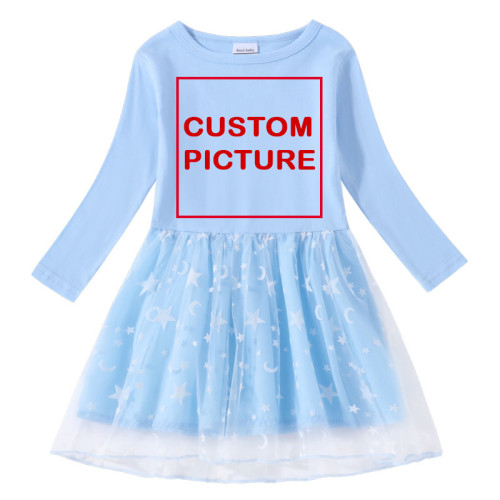 DIY Custom Letter Picture Toddler Girl Long Sleeve Tutu Dress