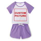 DIY Custom Letter Picture Toddler Kids Boy Summer Short Pajamas Sleepwear Set Cotton Pjs