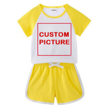 DIY Custom Letter Picture Toddler Kids Boy Summer Short Pajamas Sleepwear Set Cotton Pjs