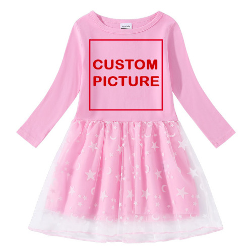 DIY Custom Letter Picture Toddler Girl Long Sleeve Tutu Dress