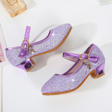 Kids Girl Fashion Catwalk Sequins Shining Princess High Heel Dress Shoes