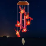 Hummingbird Solar Wind Chimes Color Changing Solar Mobile Waterproof LED Lights