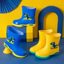 Toddlers Kids Cartoon Dinosaur Flat Waterproof Non Slip Rain Boots