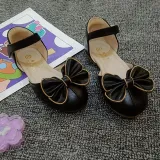 Kids Girl Bow Tie Closed-Toe Flat Princess Dress Shoes