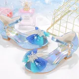 Kids Girl Sequins Catwalk Ombre Bow Tie Shining Princess High Heel  Dress Shoes