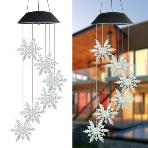 Christmas Snowman Trees Solar Wind Chimes Color Changing Solar Mobile Waterproof LED Lights