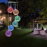 Heart Ball Shape Solar Wind Chimes Color Changing Solar Mobile Waterproof LED Lights