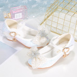 Kids Girl Glitter Bow Tie Snowflake Princess High Heel Dress Shoes