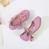 Kids Girl Fashion Catwalk Sequins Shining Princess High Heel Dress Shoes