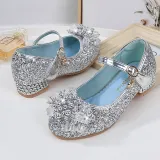Kids Girl Glitter Crystal Pearls Jewelry High Heel Princess Dress Shoes