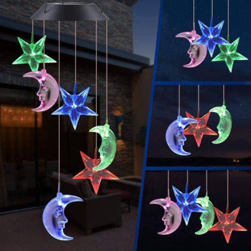 Star Sun Style Solar Wind Chimes Color Changing Solar Mobile Waterproof LED Lights