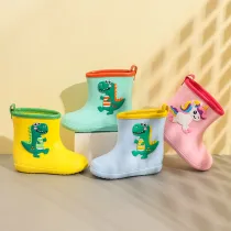 Toddlers Kids Dinosaur Flat Waterproof Non Slip Rain Boots