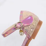 Kids Girl Glitter Crystal Pearls Open-Toe Flat Princess Dress Shoes