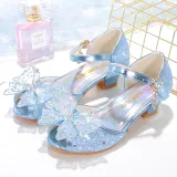 Kids Girl Glitter Butterfly Fish Mouth Princess High Heel Dress Shoes