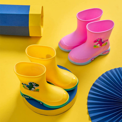 Toddlers Kids Cartoon Dinosaur Flat Waterproof Non Slip Rain Boots