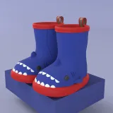 Toddlers Kids Cartoon Shark Flat Waterproof Non Slip Rain Boots