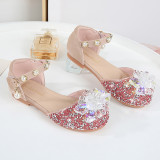 Kids Girl Glitter Crystal Pearls Flat Princess Dress Shoes