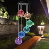 Heart Ball Shape Solar Wind Chimes Color Changing Solar Mobile Waterproof LED Lights
