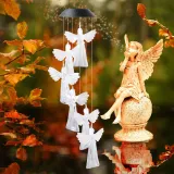 Angle Solar Wind Chimes Rainbow Changing Solar Mobile Waterproof LED Lights