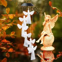 Angle Solar Wind Chimes Rainbow Changing Solar Mobile Waterproof LED Lights