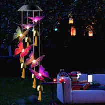 Butterfly Bell Solar Wind Chimes Color Changing Solar Mobile Waterproof LED Lights