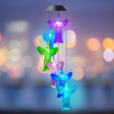 Angle Solar Wind Chimes Rainbow Changing Solar Mobile Waterproof LED Lights
