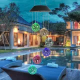 Heart Ball Shape Solar Wind Chimes Color Changing Solar Mobile Waterproof LED Lights