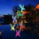 Hummingbird Solar Wind Chimes Color Changing Solar Mobile Waterproof LED Lights