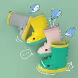 Toddlers Kids Cartoon Shark Flat Waterproof Non Slip Rain Boots