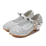 Kids Girl Fashion Catwalk Sequins Shining Princess High Heel Dress Shoes