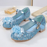 Kids Girl Glitter Crystal Pearls Jewelry High Heel Princess Dress Shoes