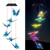 Butterfly Bell Solar Wind Chimes Color Changing Solar Mobile Waterproof LED Lights