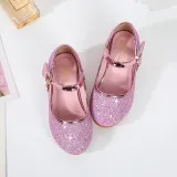 Kids Girl Fashion Catwalk Sequins Shining Princess High Heel Dress Shoes