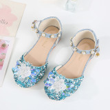 Kids Girl Glitter Crystal Pearls Flat Princess Dress Shoes