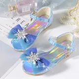 Kids Girl Sequins Catwalk Ombre Bow Tie Shining Princess High Heel  Dress Shoes