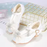 Kids Girl Glitter Bow Tie Snowflake Princess High Heel Dress Shoes