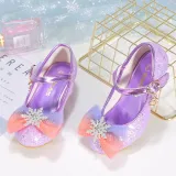 Kids Girl Glitter Bow Tie Snowflake Princess High Heel Dress Shoes