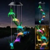 Hummingbird Solar Wind Chimes Color Changing Solar Mobile Waterproof LED Lights