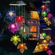 Maple Leaf Solar Wind Chimes Color Changing Solar Mobile Waterproof LED Lights
