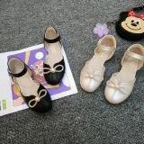Kids Girl Bow Tie Closed-Toe Flat Princess Dress Shoes