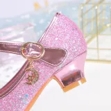 Kids Girl Glitter Bow Tie Snowflake Princess High Heel Dress Shoes