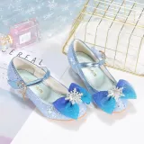 Kids Girl Glitter Bow Tie Snowflake Princess High Heel Dress Shoes