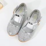 Kids Girl Fashion Catwalk Sequins Shining Princess High Heel Dress Shoes