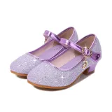 Kids Girl Fashion Catwalk Sequins Shining Princess High Heel Dress Shoes