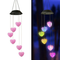 Heart Ball Shape Solar Wind Chimes Color Changing Solar Mobile Waterproof LED Lights